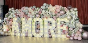 Luxury wedding balloon décor setup in Yorkshire – biodegradable, elegant and modern